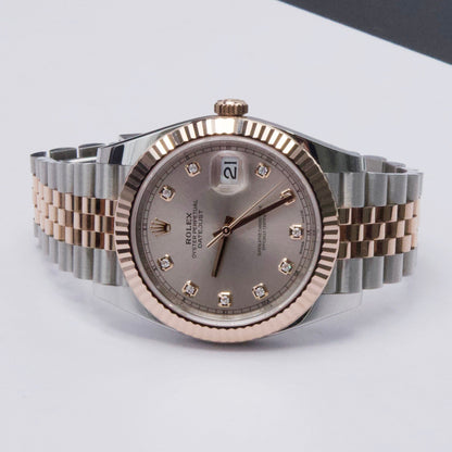 Rolex Datejust 41 126331 Diamond Sundust Dial Rose Gold Mens Watch Box Papers - Watches