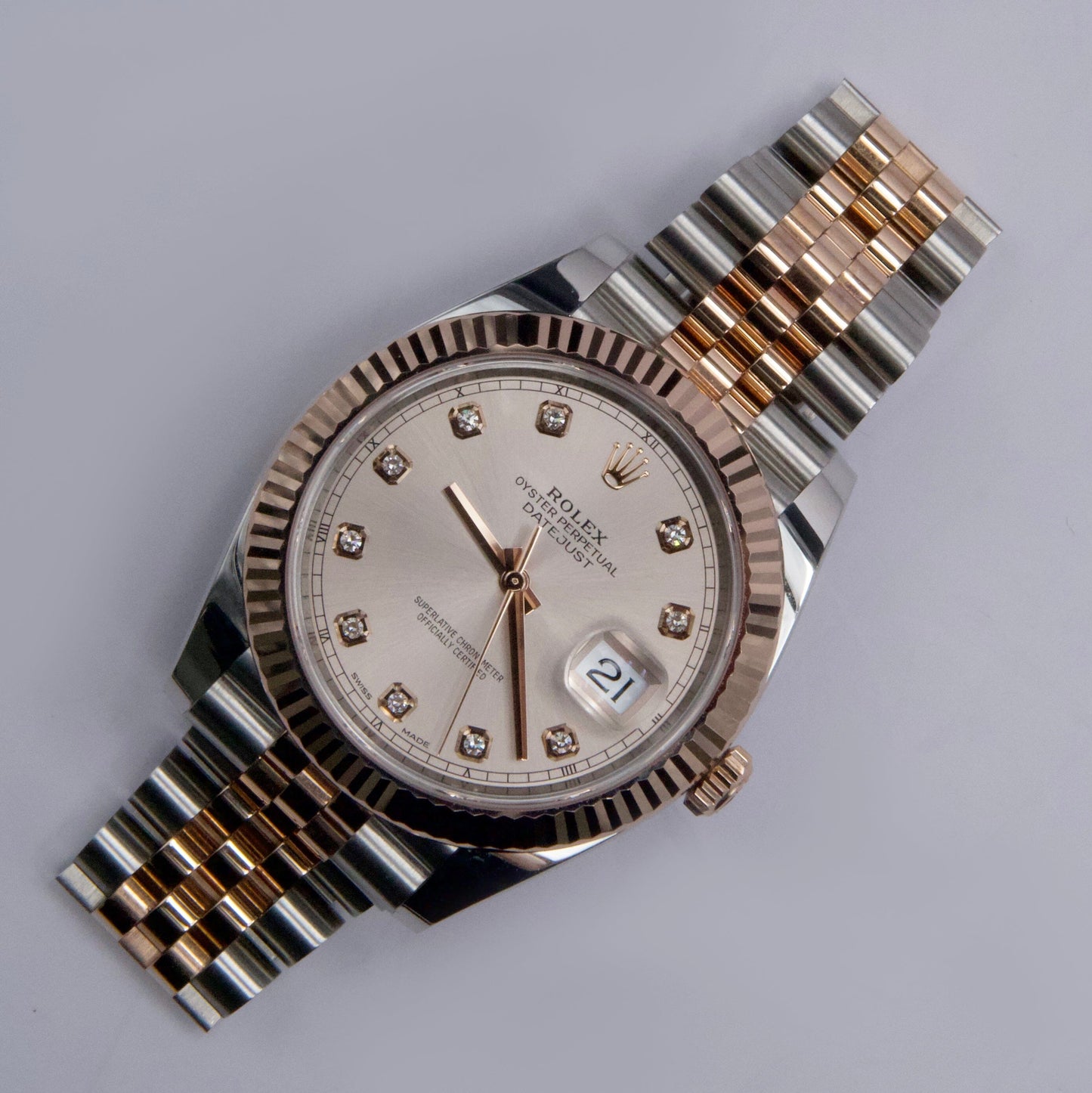 Rolex Datejust 41 126331 Diamond Sundust Dial Rose Gold Mens Watch Box Papers - Watches