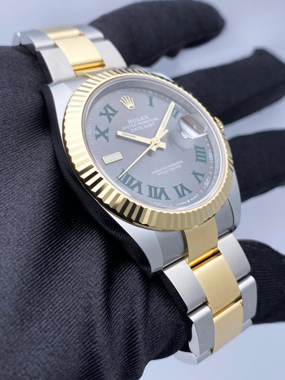 Rolex Datejust 41 126333 Wimbledon Dial Mens Watch Box Papers - Wristwatch