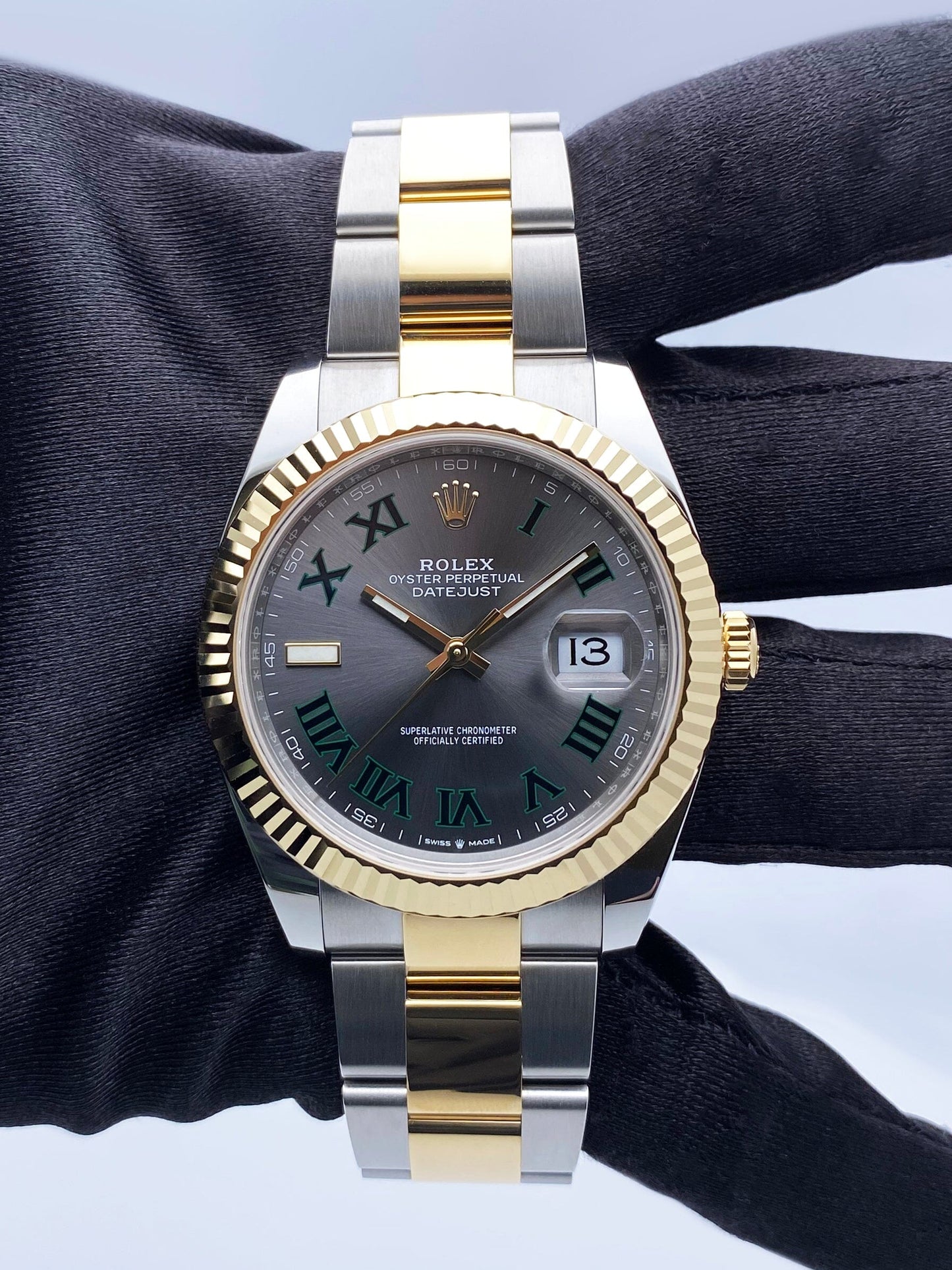 Rolex Datejust 41 126333 Wimbledon Dial Mens Watch Box Papers - Wristwatch