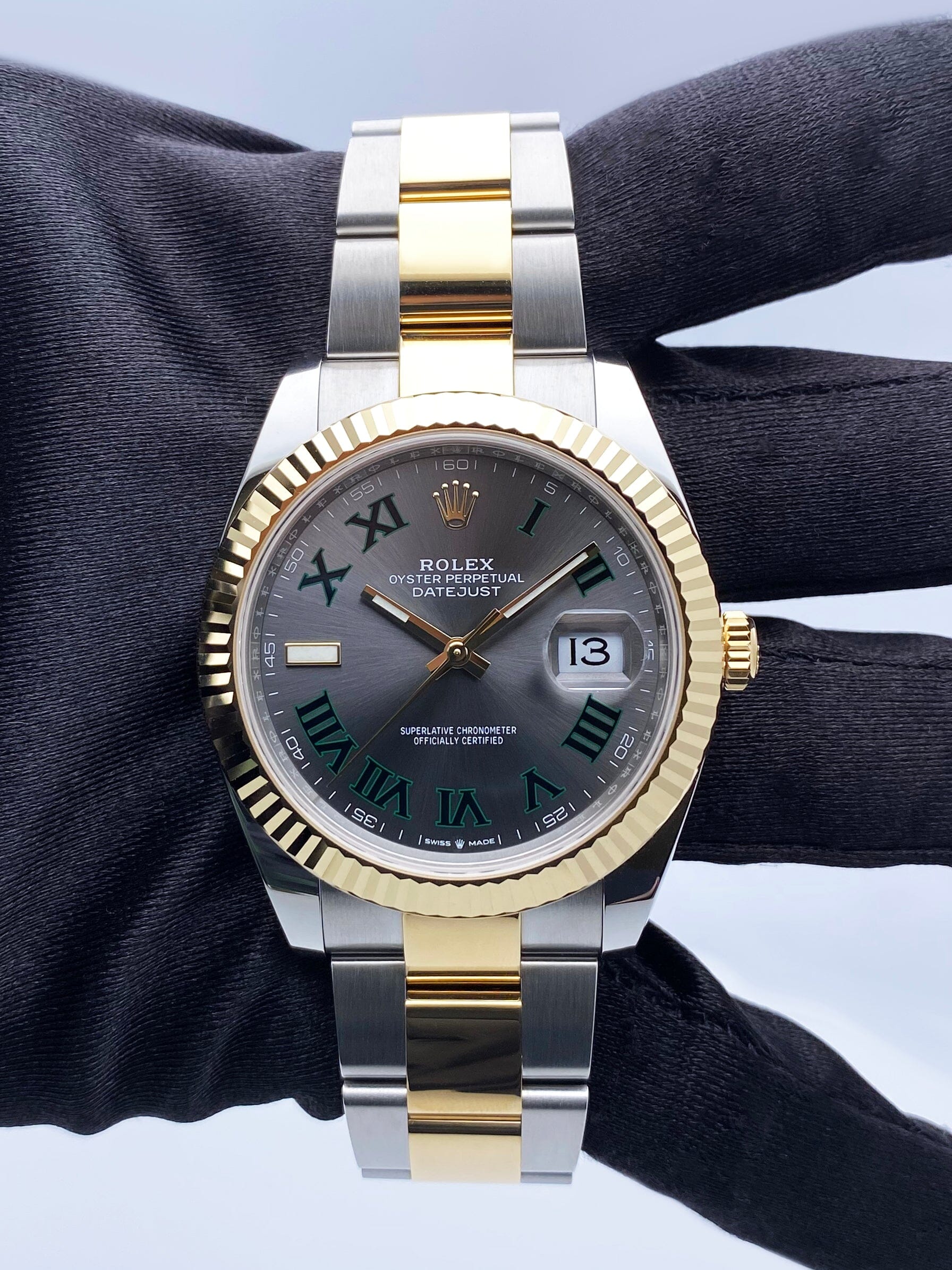 Rolex Datejust 41 126333 Wimbledon Dial Mens Watch Box Papers - Wristwatch