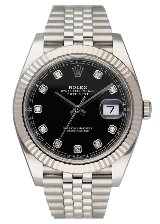 Rolex Datejust 41 126334 Black Diamond Dial Mens Watch Box Papers - Virtual