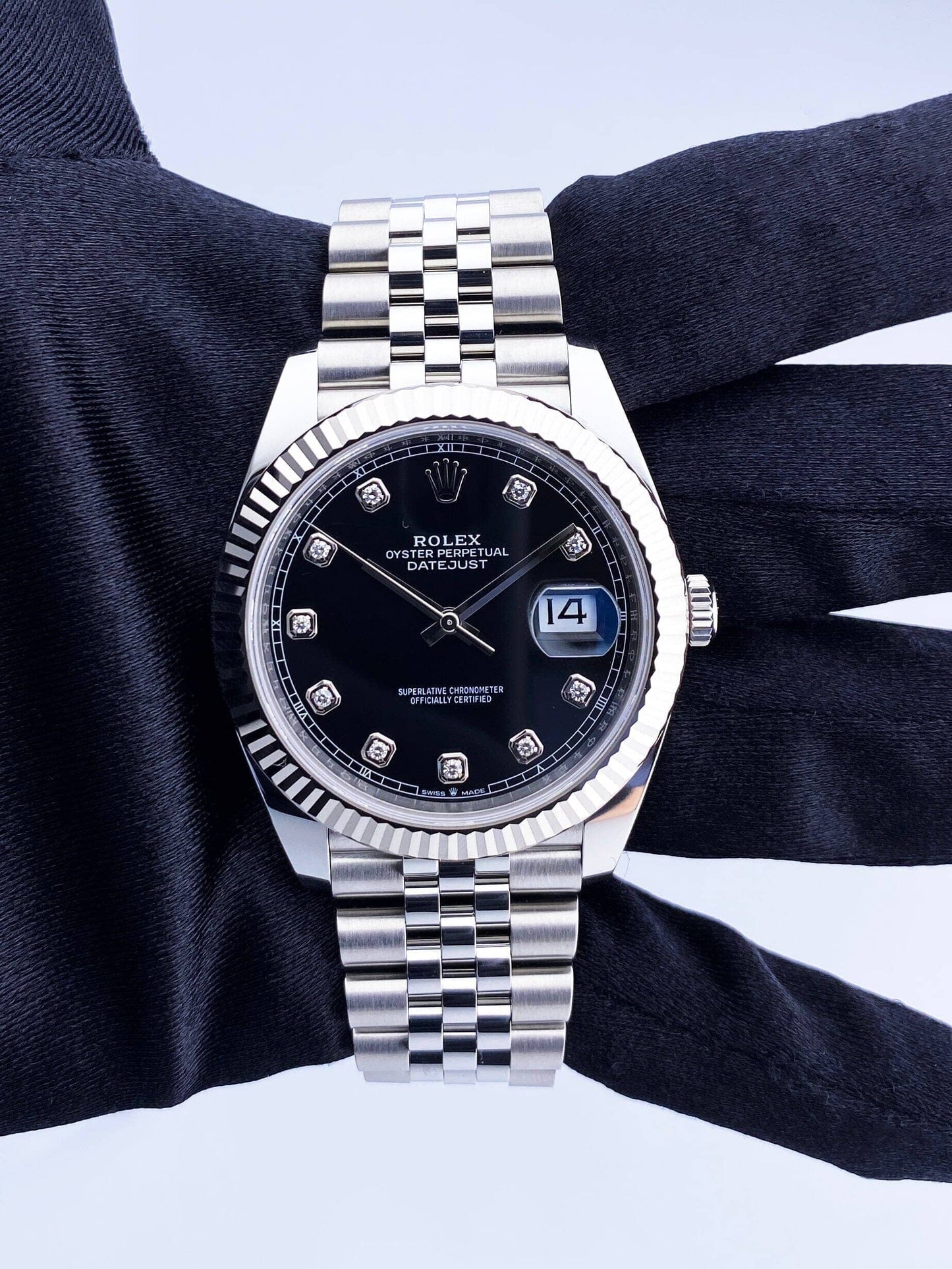 Rolex Datejust 41 126334 Diamond Black Dial Mens Watch Box Papers - Virtual
