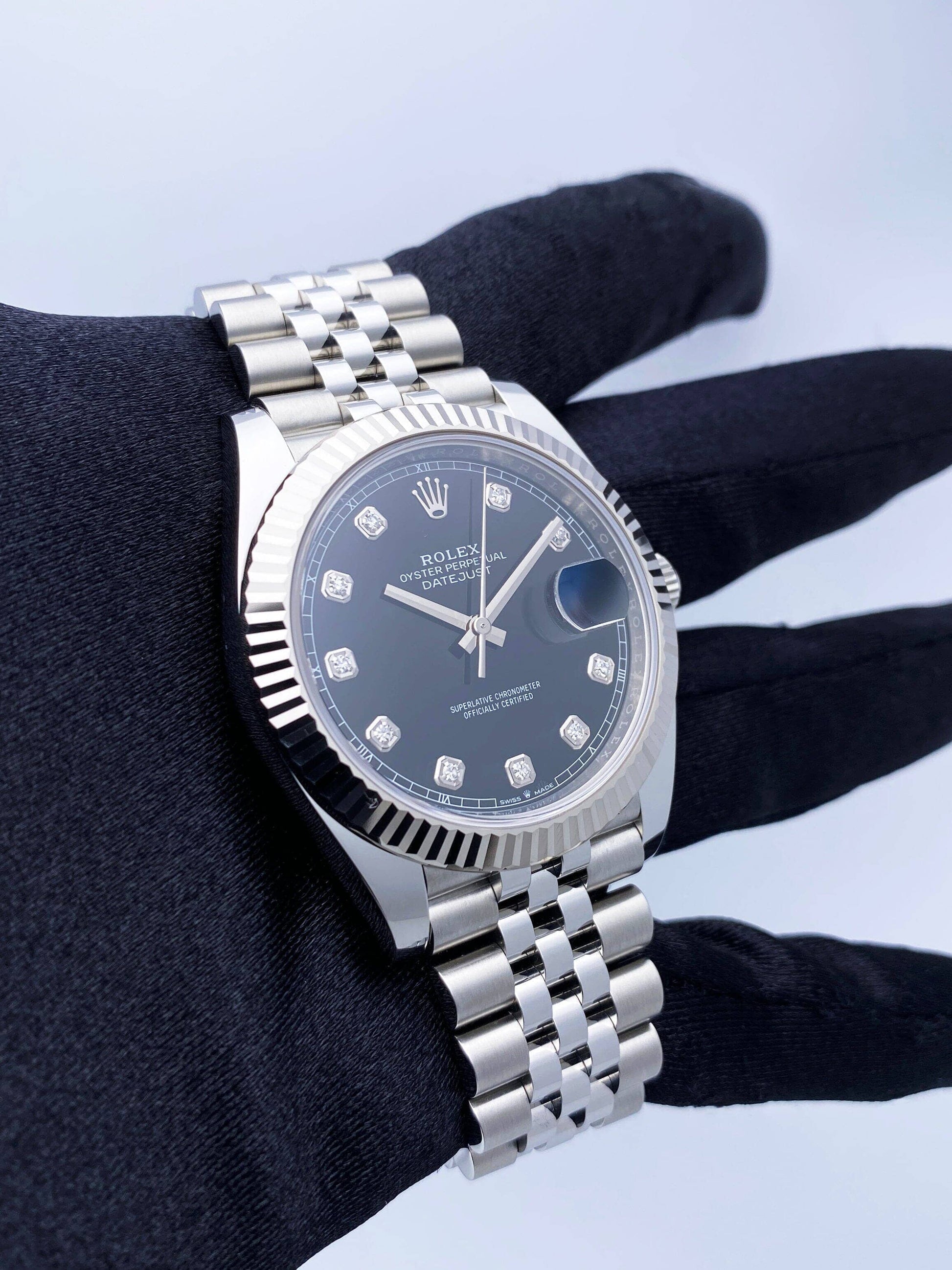 Rolex Datejust 41 126334 Diamond Black Dial Mens Watch Box Papers - Virtual