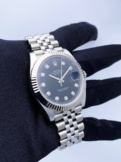 Rolex Datejust 41 126334 Diamond Black Dial Mens Watch Box Papers - Virtual