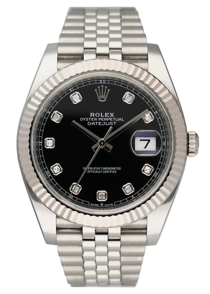 Rolex Datejust 41 126334 Diamond Black Dial Mens Watch Box Papers - Virtual