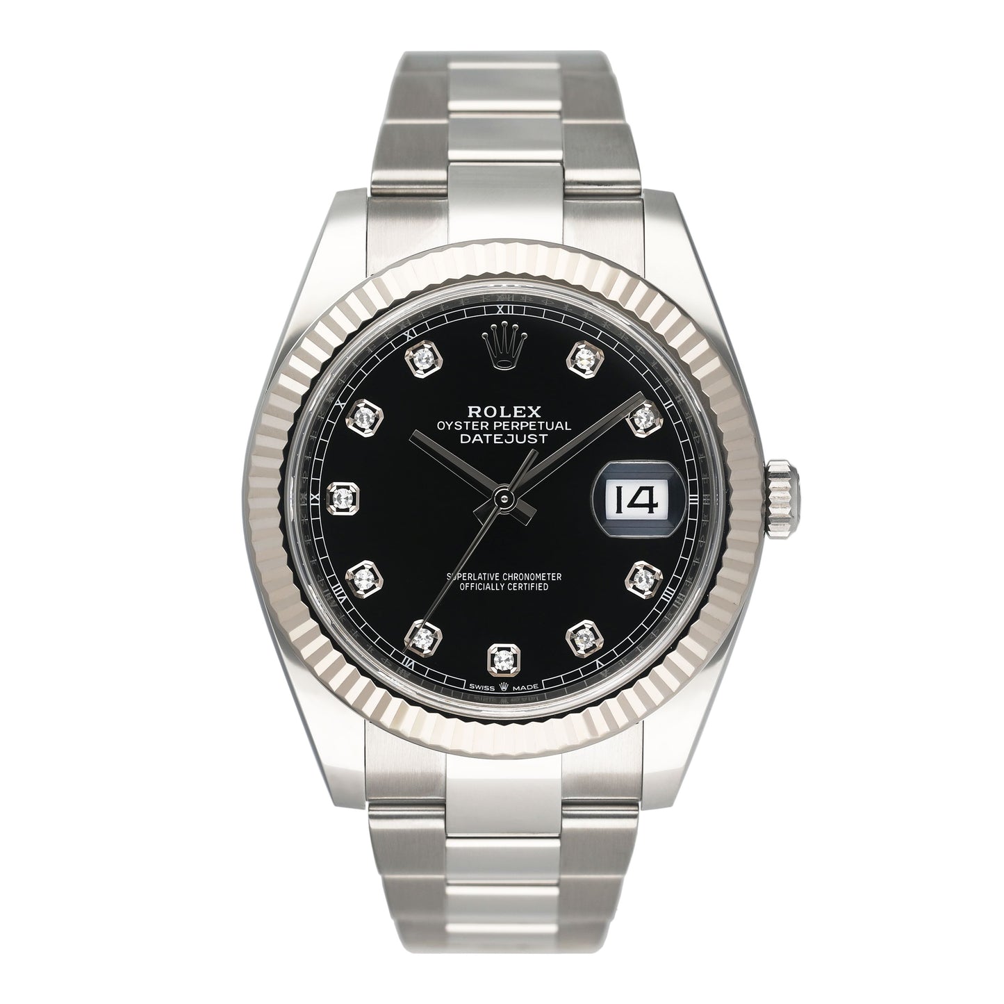 Rolex Datejust 41 126334 Diamond Black Dial Steel Mens Watch Box Papers