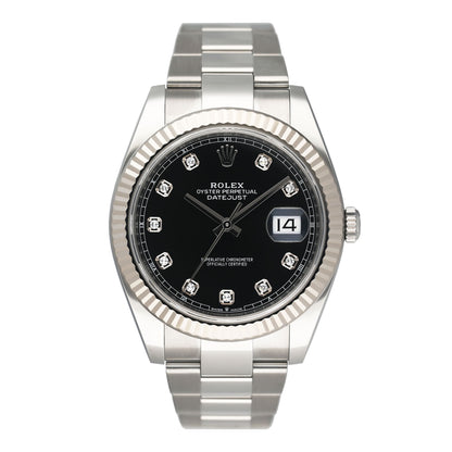 Rolex Datejust 41 126334 Diamond Black Dial Steel Mens Watch Box Papers