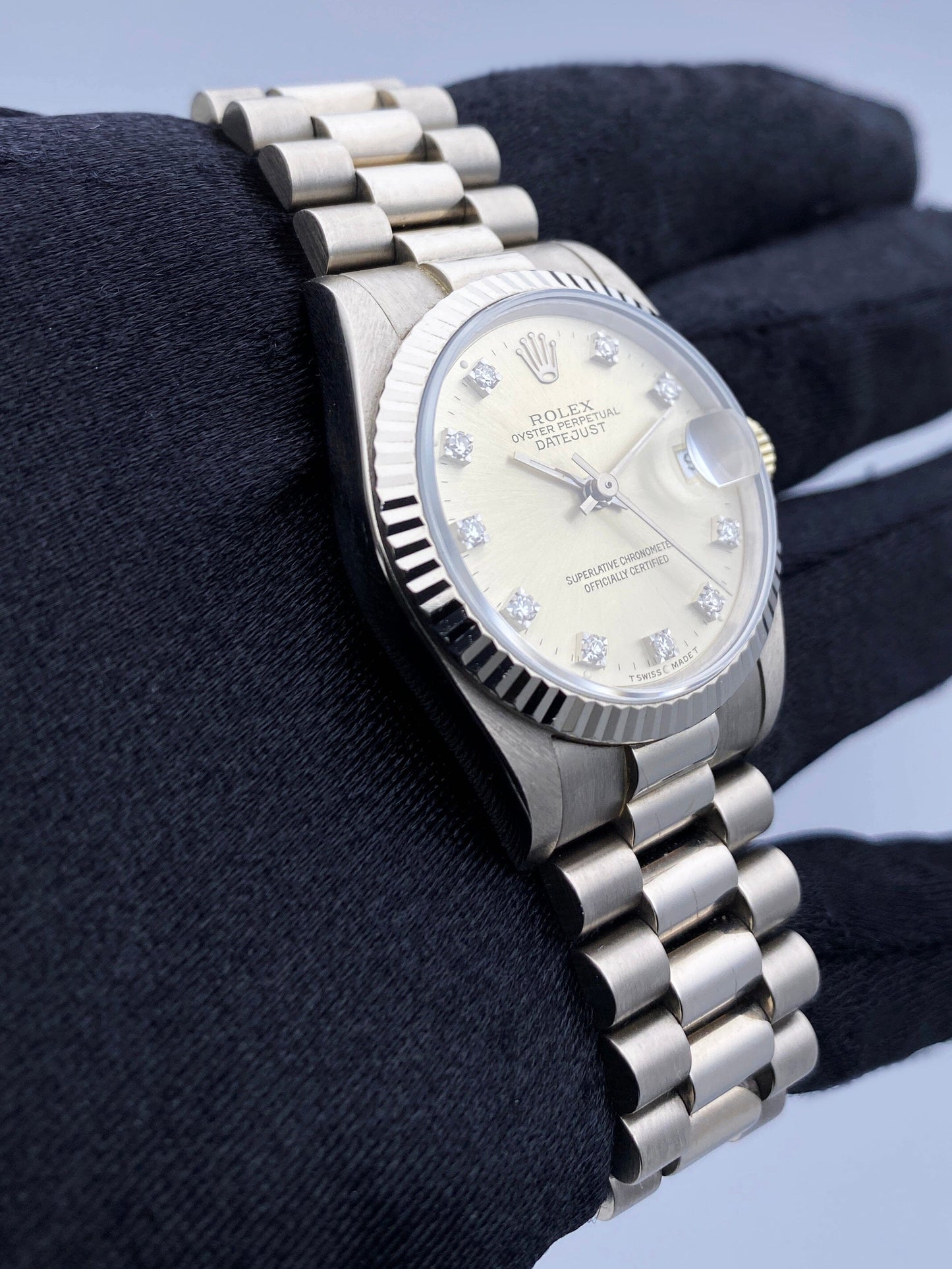 Rolex Datejust 68279 Diamond 18K White Gold Ladies Watch Box Papers - Wristwatch