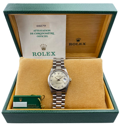 Rolex Datejust 68279 Diamond 18K White Gold Ladies Watch Box Papers - Wristwatch