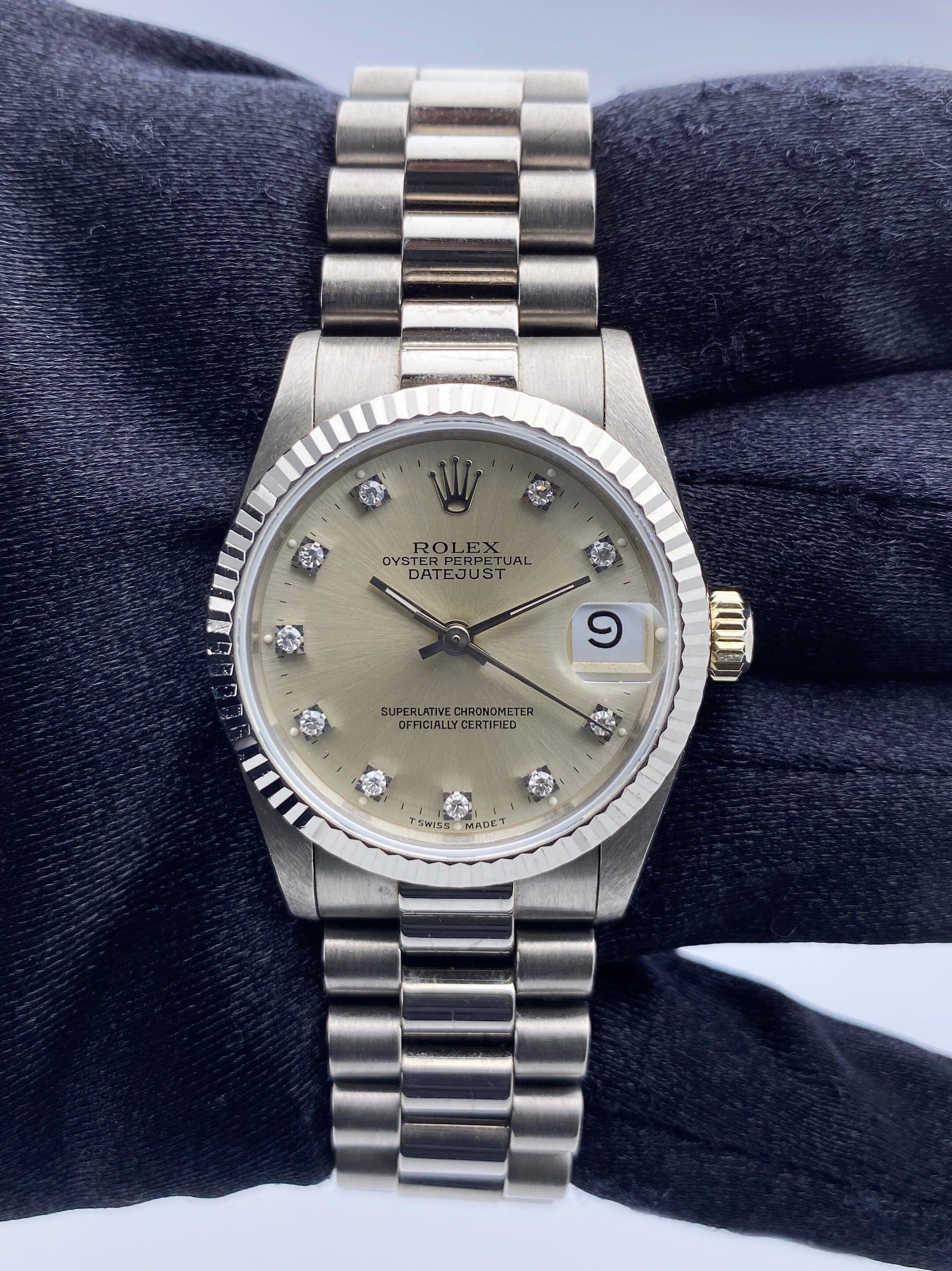 Rolex Datejust 68279 Diamond 18K White Gold Ladies Watch Box Papers - Wristwatch