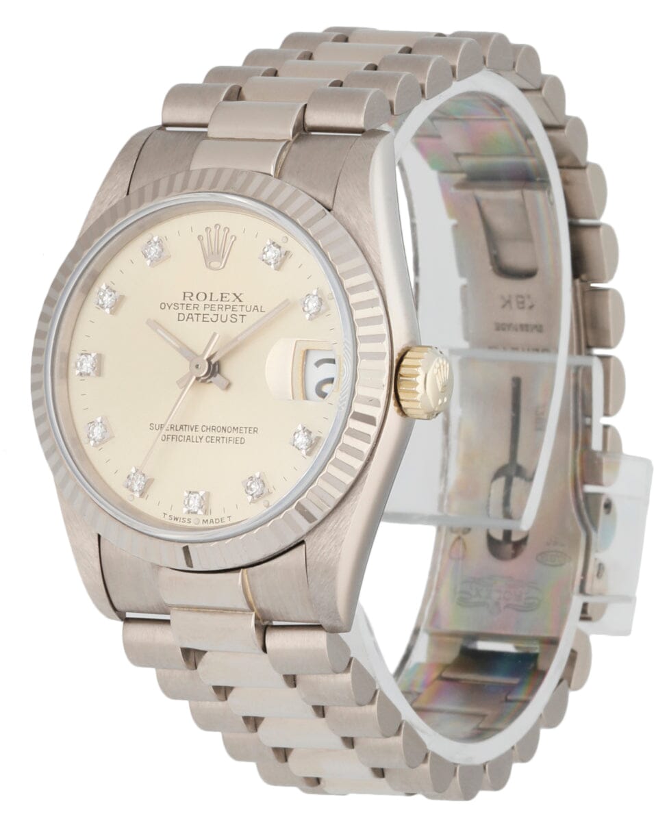 Rolex Datejust 68279 Diamond 18K White Gold Ladies Watch Box Papers - Wristwatch