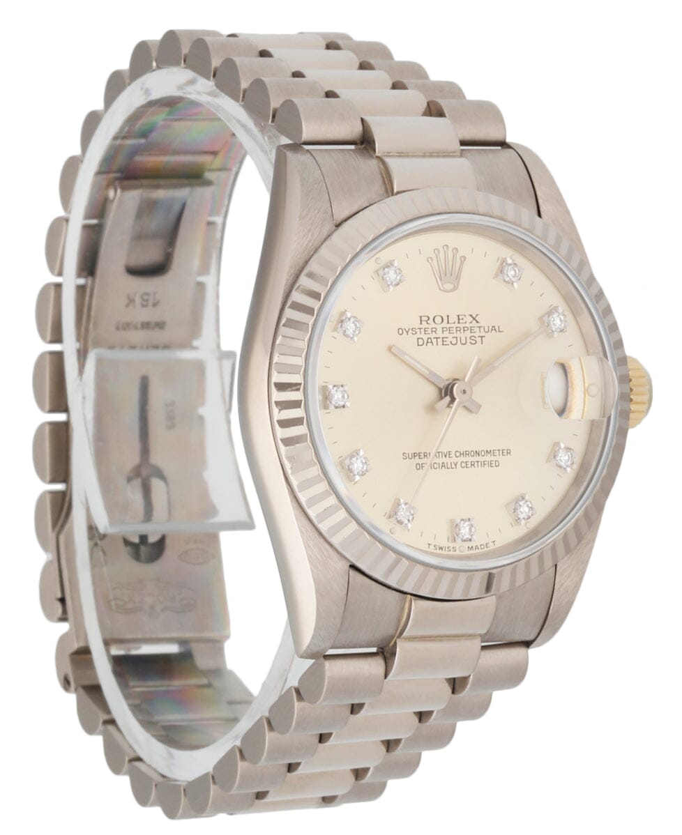 Rolex Datejust 68279 Diamond 18K White Gold Ladies Watch Box Papers - Wristwatch
