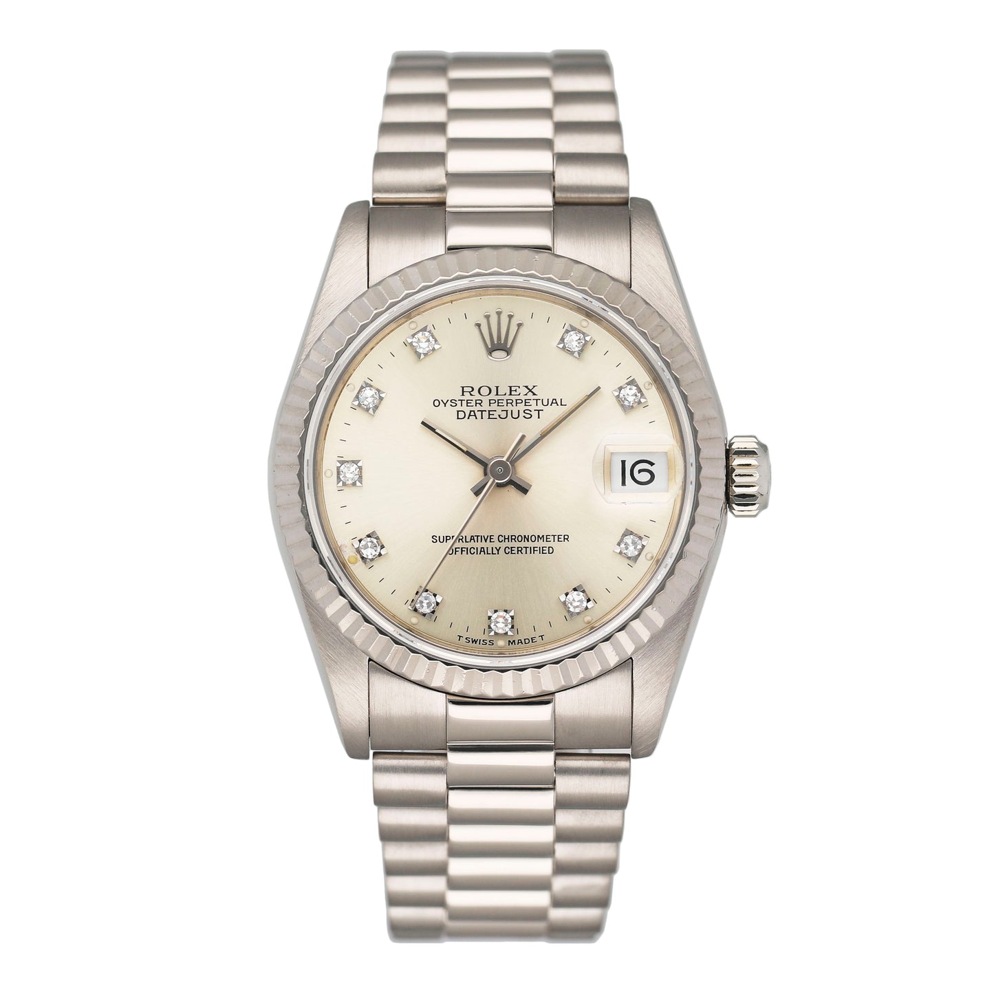 Rolex Datejust 68289 Midsize Diamond Silver Dial Ladies Watch
