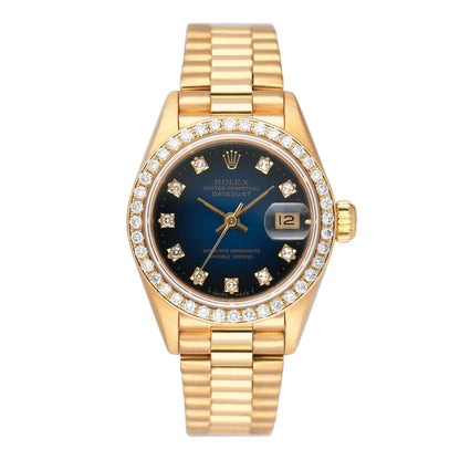 Rolex Datejust 69138 Diamond Blue Vignette Dial Ladies Watch