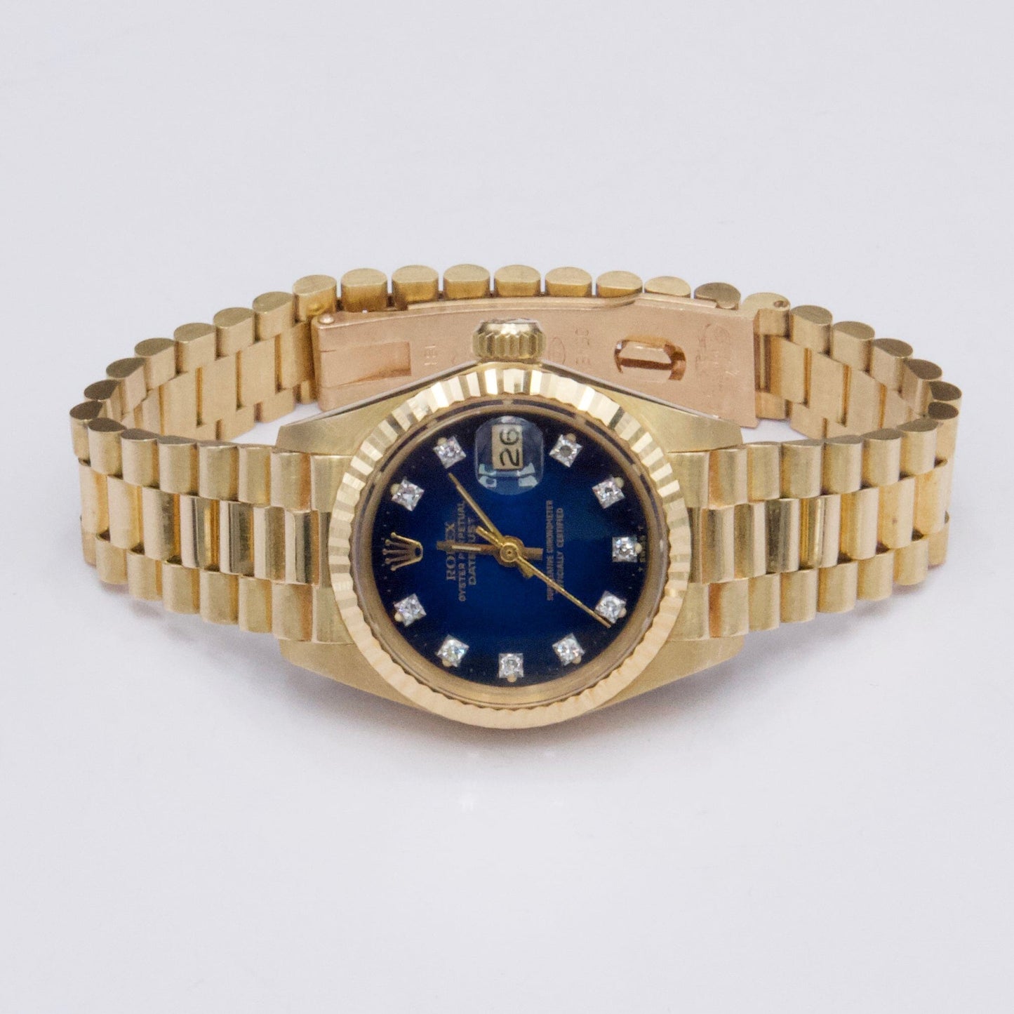Rolex Datejust 6917 Diamond Blue Vignette Dial 18K Yellow Gold Ladies Watch - Watches