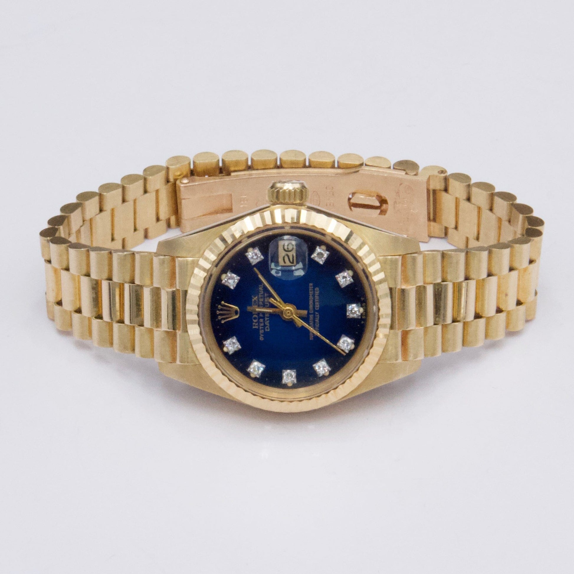 Rolex Datejust 6917 Diamond Blue Vignette Dial 18K Yellow Gold Ladies Watch - Watches