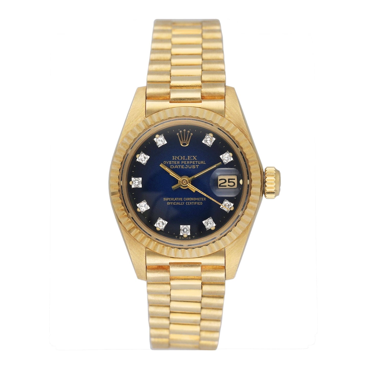 Rolex Datejust 6917 Diamond Blue Vignette Dial 18K Yellow Gold Ladies Watch - Watches