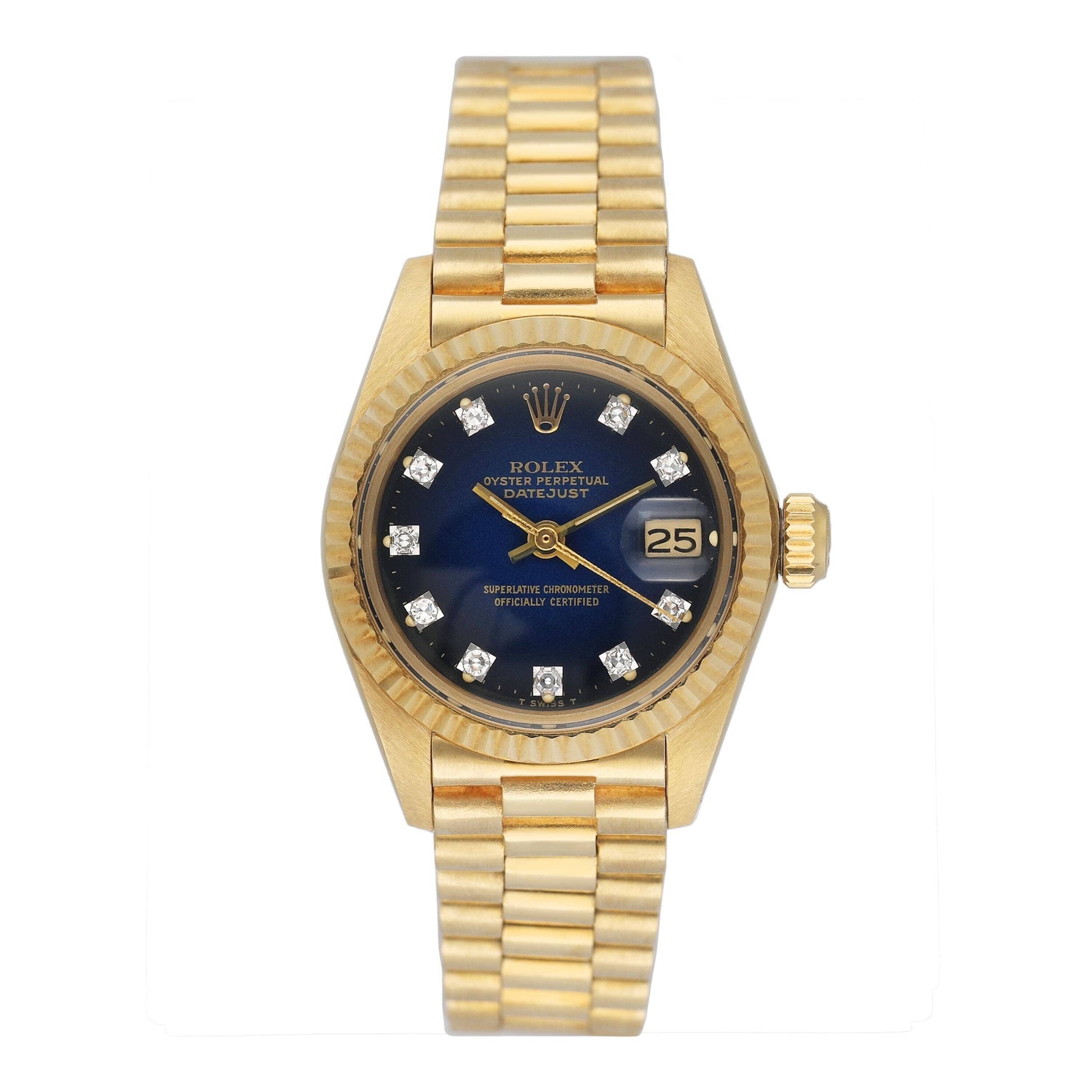 Rolex Datejust 6917 Diamond Blue Vignette Dial 18K Yellow Gold Ladies Watch - Watches