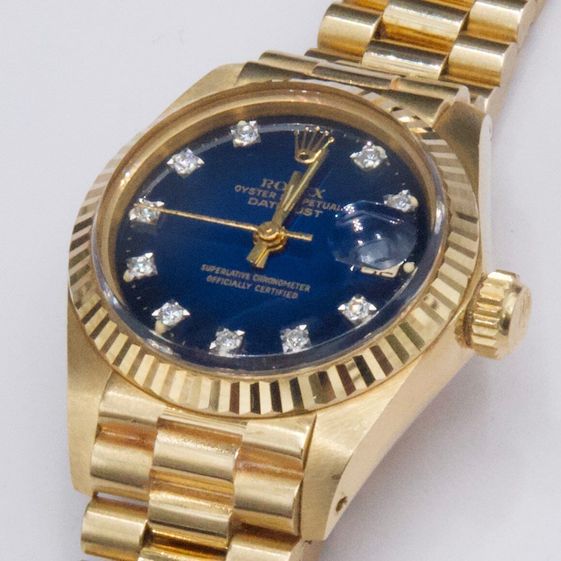 Rolex Datejust 6917 Diamond Blue Vignette Dial 18K Yellow Gold Ladies Watch - Watches