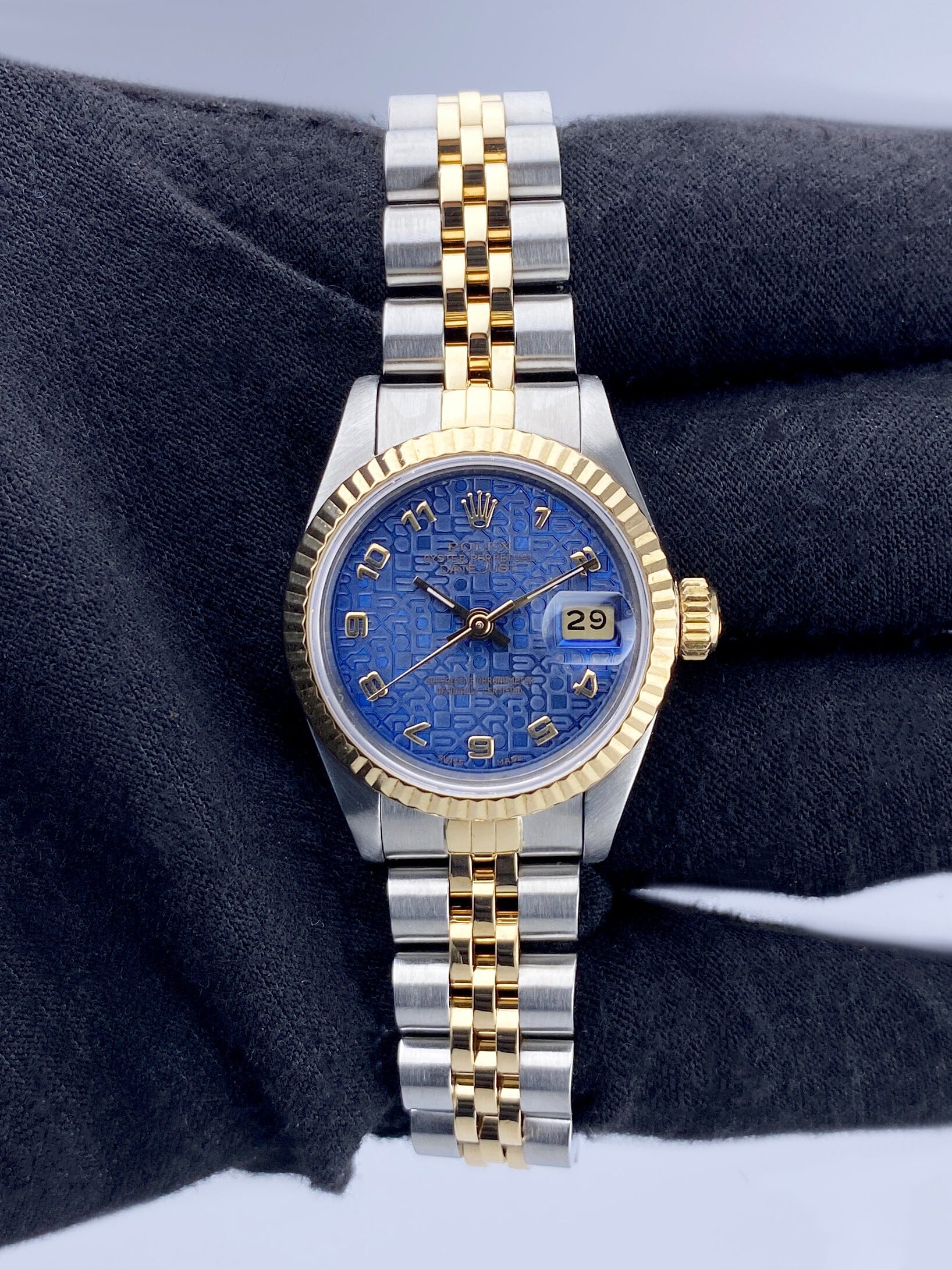 Rolex Datejust 69173 Blue Anniversary Dial Ladies Watch Box Papers - Watches