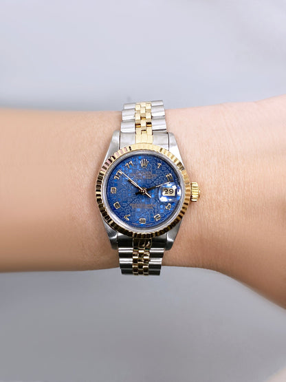Rolex Datejust 69173 Blue Anniversary Dial Ladies Watch Box Papers - Watches