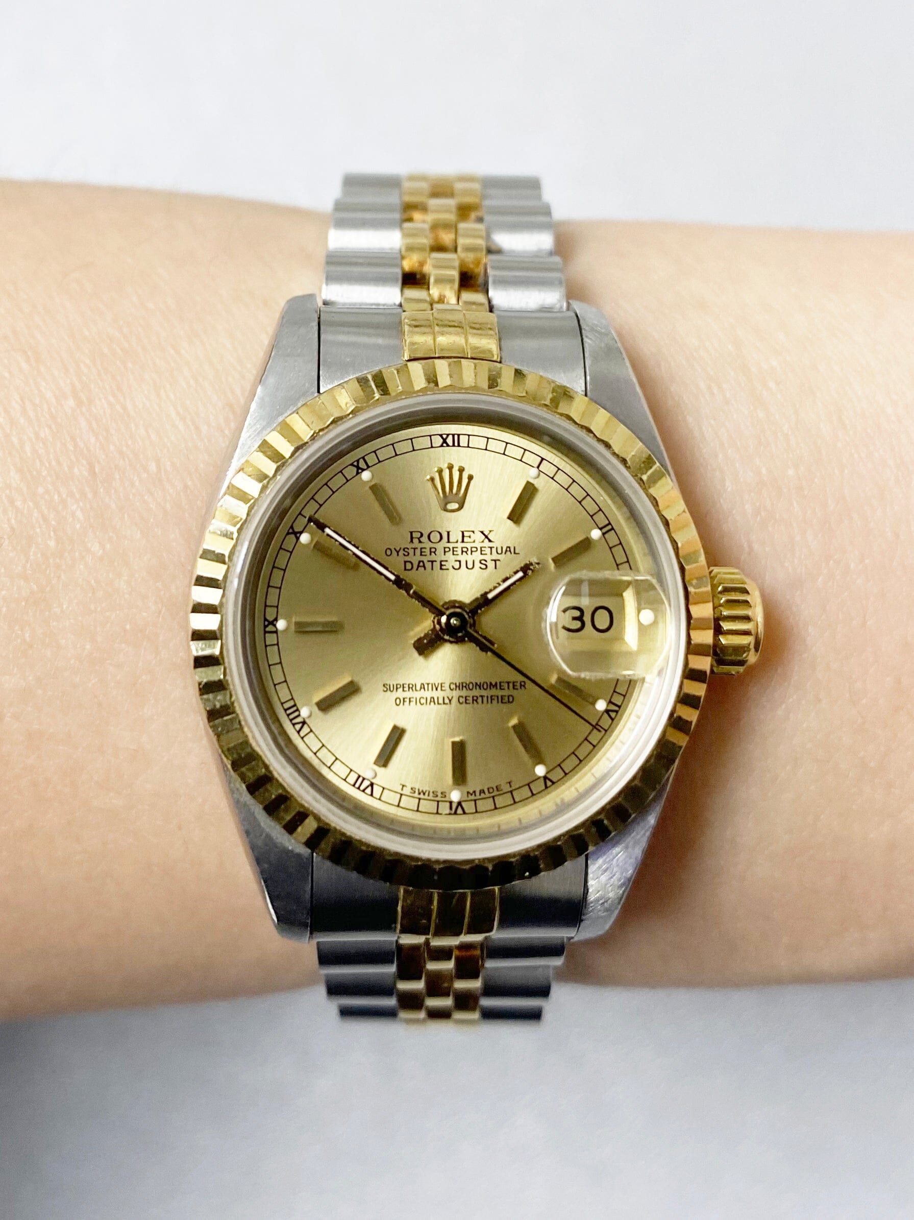 Rolex Datejust 69173 Champagne Dial Ladies Watch Box & Papers