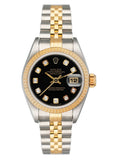 Rolex Datejust 69173 Diamond Black Dial Ladies Watch Box Papers - Watches