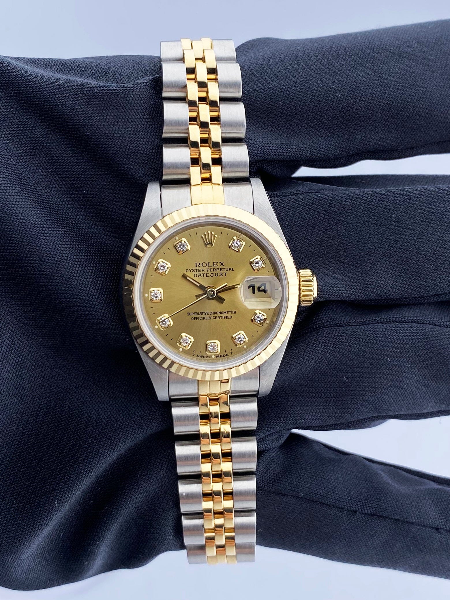 【純正品】ROLEX Datejust ゴールドダイヤル　69173 28mm Rolex Datejust 69173 Diamond Dial Ladies Watch – Phigora