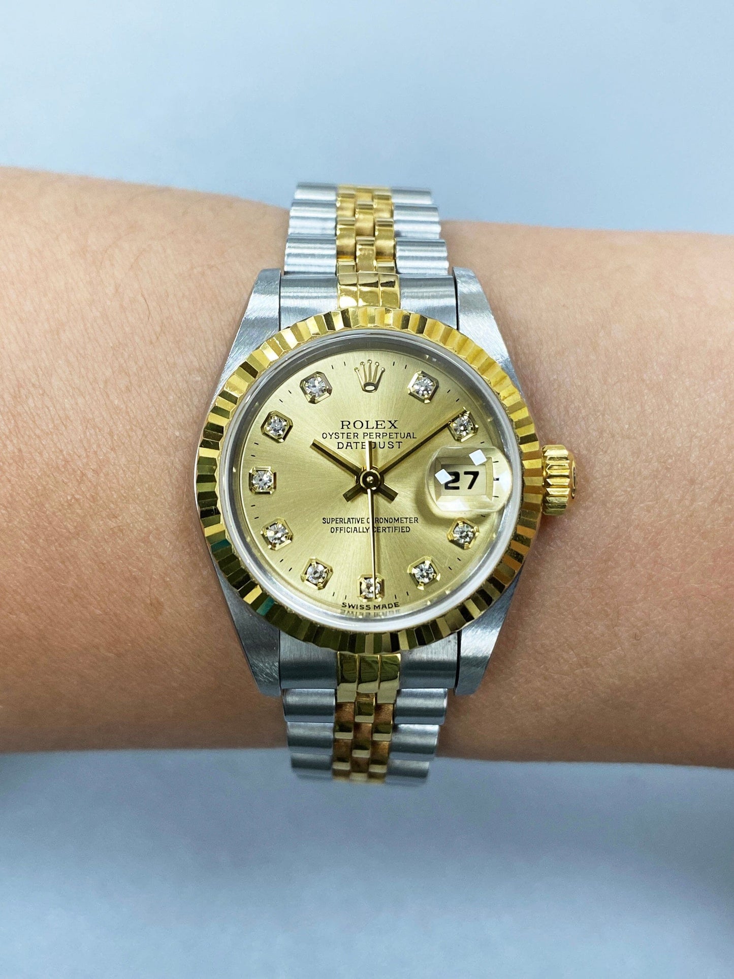 Rolex Datejust 69173 Diamond Dial Ladies Watch Box & Papers