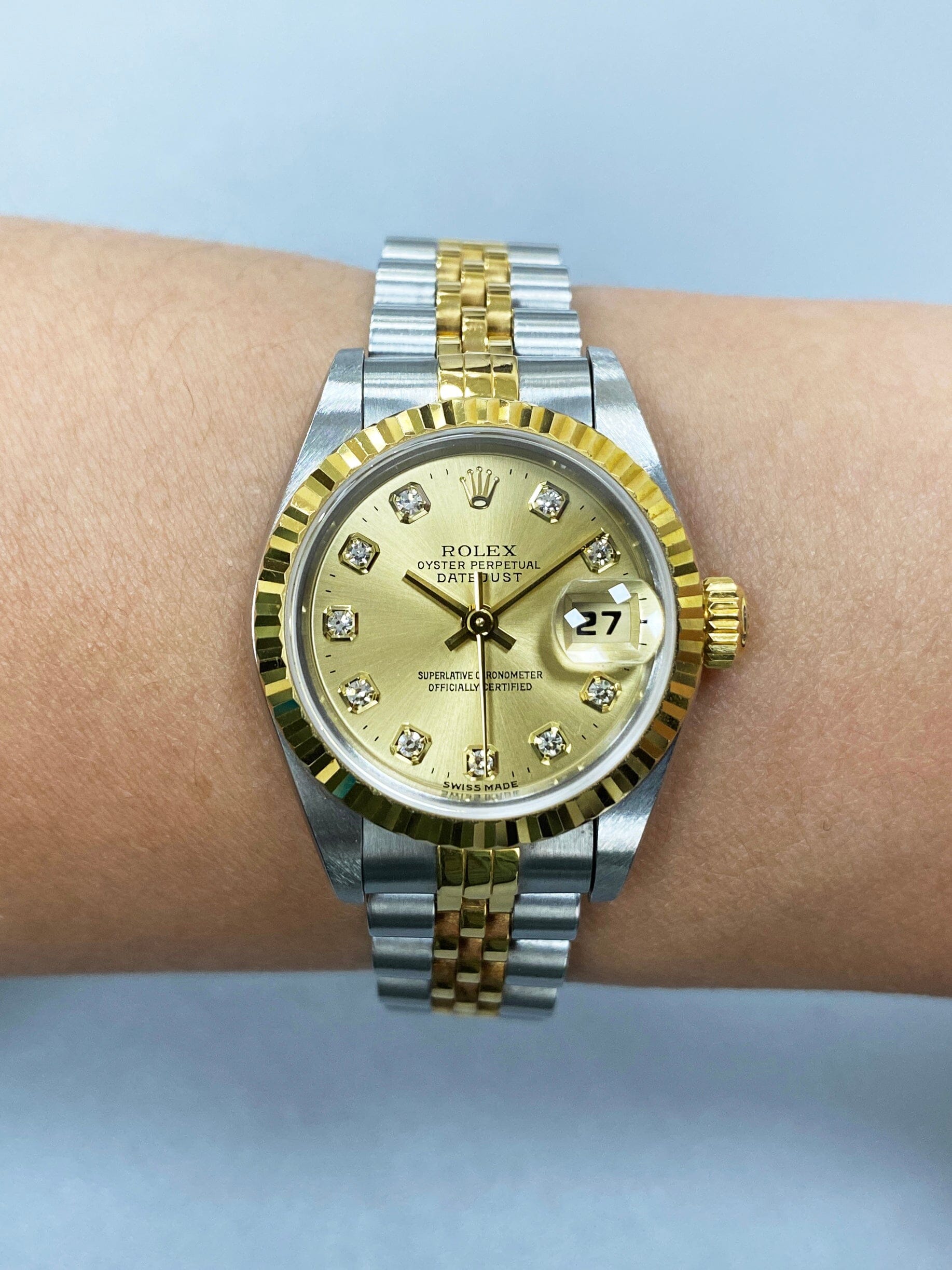 Rolex Datejust 69173 Diamond Dial Ladies Watch Box & Papers