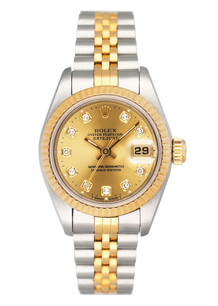 Rolex Datejust 69173 Diamond Dial Ladies Watch Box Papers - Watches