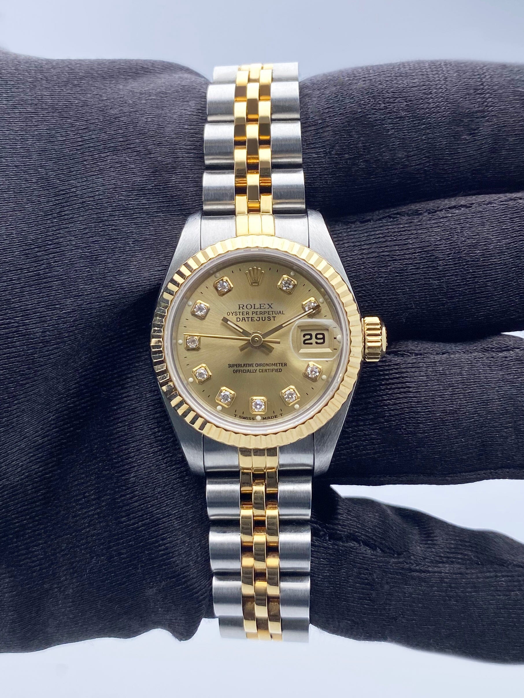 Rolex Datejust 69173 Diamond Dial Ladies Watch Box Papers - Watches
