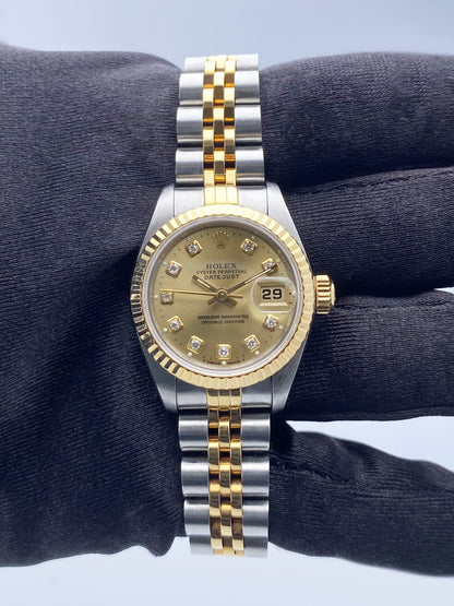 Rolex Datejust 69173 Diamond Dial Ladies Watch Box Papers - Watches