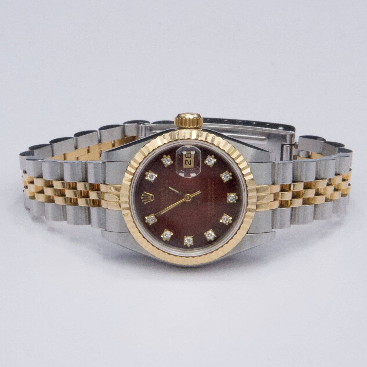 Rolex Datejust 69173 Diamond Red Vignette Dial Ladies Watch - Watches