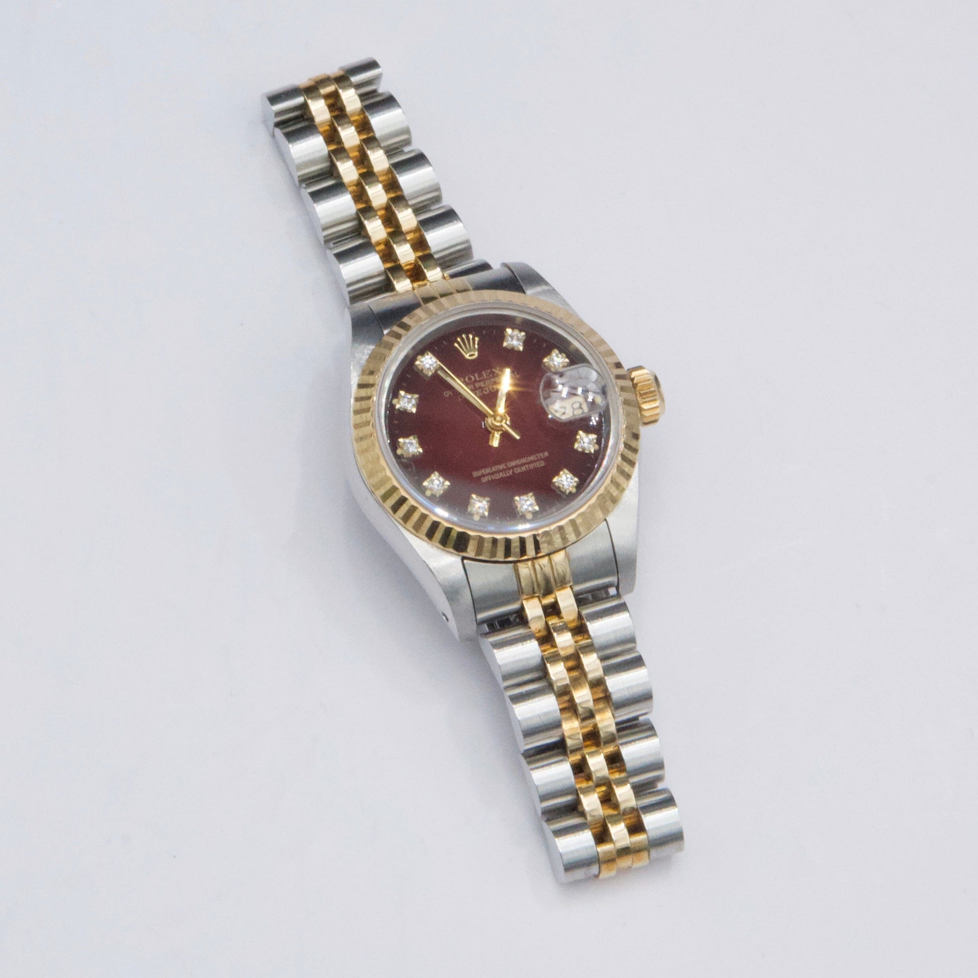 Rolex Datejust 69173 Diamond Red Vignette Dial Ladies Watch - Watches