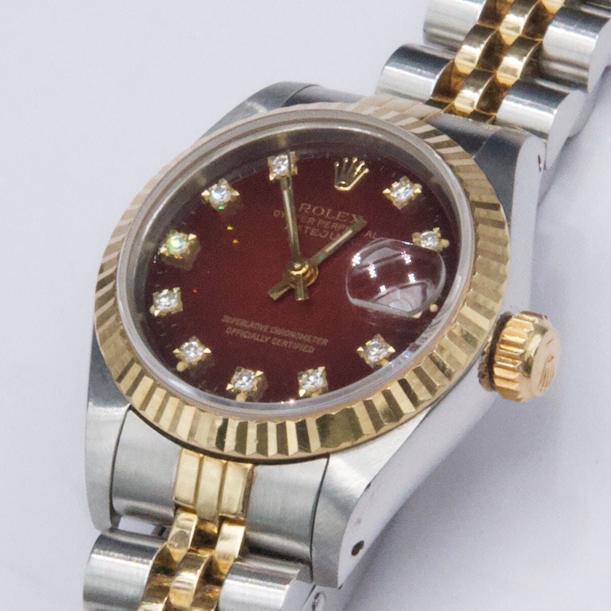 Rolex Datejust 69173 Diamond Red Vignette Dial Ladies Watch - Watches