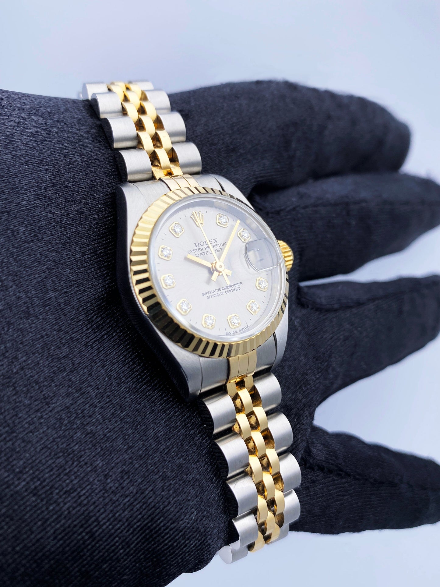 Rolex Datejust 69173 Diamond Silver Dial Ladies Watch Box Papers - Wristwatch