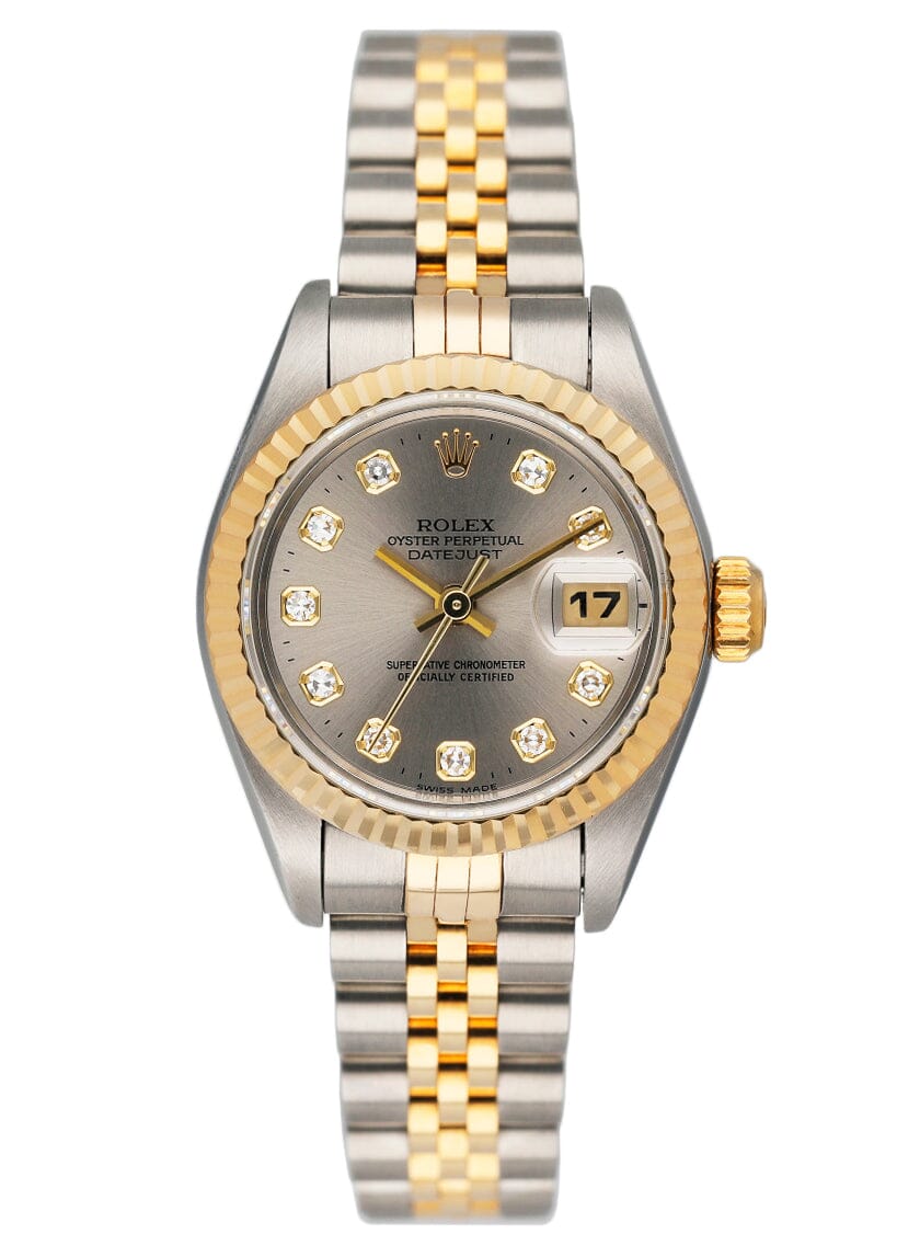 Rolex Datejust 69173 Diamond Silver Dial Ladies Watch Box Papers - Wristwatch