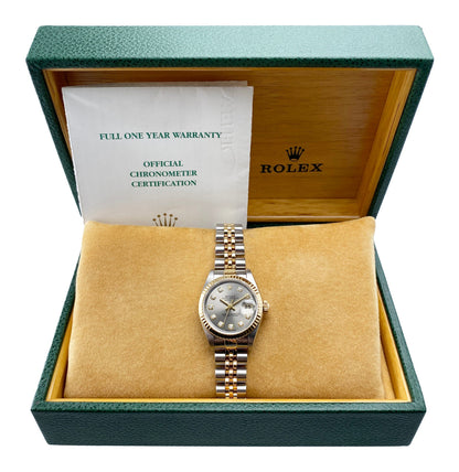 Rolex Datejust 69173 Diamond Silver Dial Ladies Watch Box Papers - Wristwatch