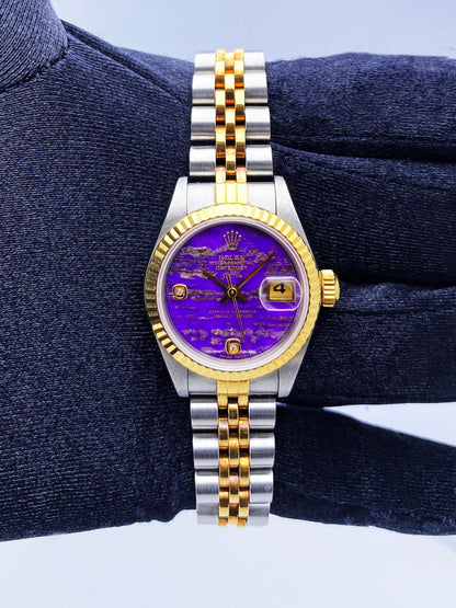Rolex Datejust 69173 Diamond Sugalite Dial Ladies Watch Box Papers - Virtual