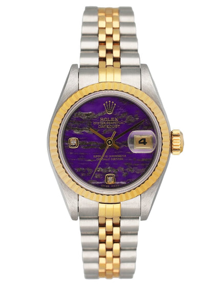 Rolex Datejust 69173 Diamond Sugalite Dial Ladies Watch Box Papers - Virtual
