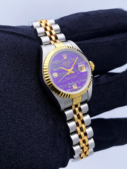 Rolex Datejust 69173 Diamond Sugalite Dial Ladies Watch Box Papers - Virtual