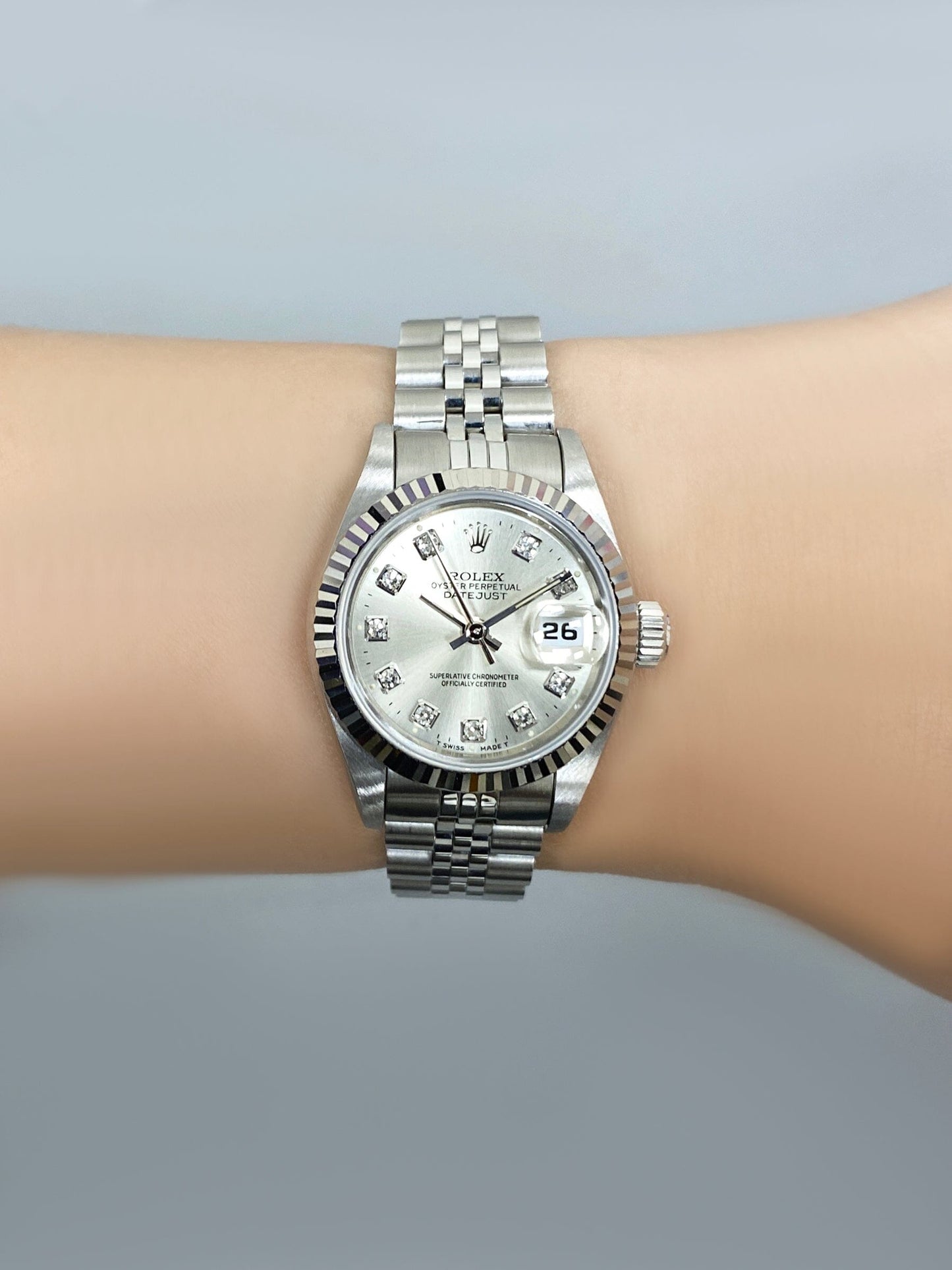 Rolex Datejust 69174 Diamond Sliver Dial Ladies Watch - Watches