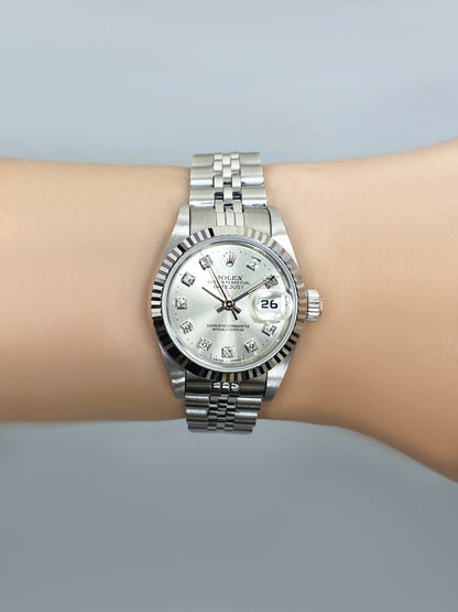 Rolex Datejust 69174 Diamond Sliver Dial Ladies Watch - Watches