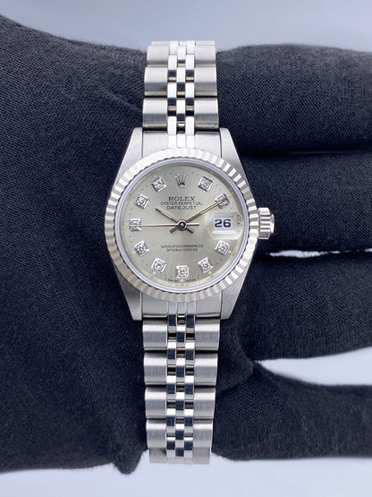 Rolex Datejust 69174 Diamond Sliver Dial Ladies Watch - Watches