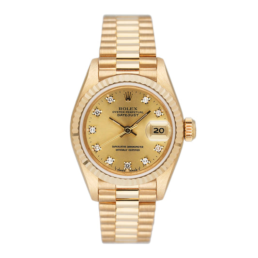 Rolex Datejust 69178 18K Yellow Gold Diamond Champagne Dial Ladies Watch