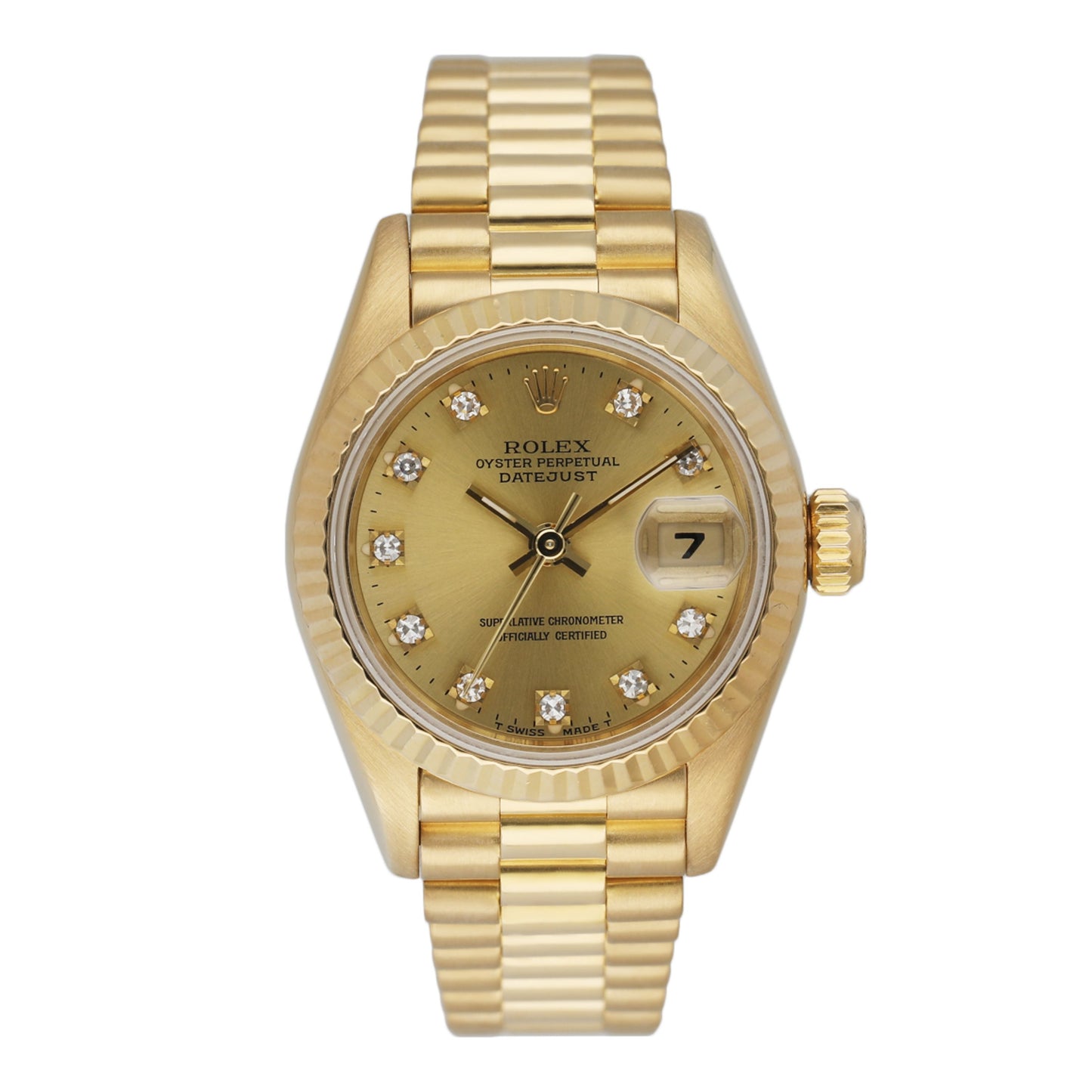 Rolex Datejust 69178 18K Yellow Gold Diamond Champagne Dial Ladies Watch Box Papers