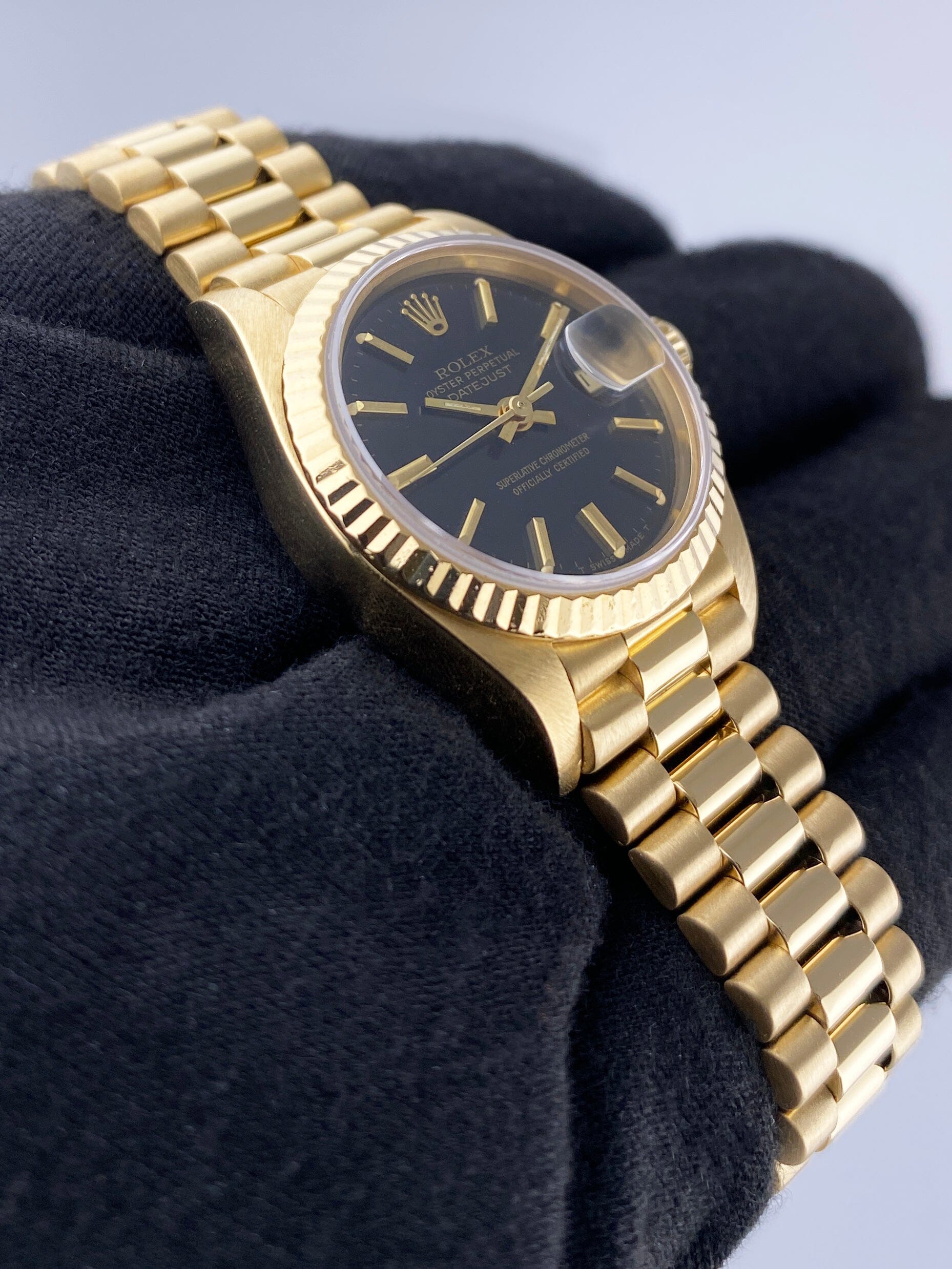 Rolex Datejust 69178 Black Dial 18K Yellow Gold Ladies – Phigora