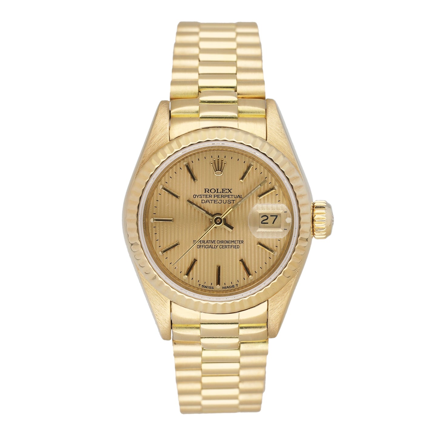 Rolex Datejust 69178 Champagne Linen Dial 18K Yellow Gold Ladies Watch Box Papers